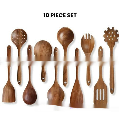 Juego de 5 piezas de espátula de madera y cubiertos