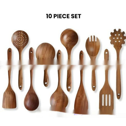 Juego de 5 piezas de espátula de madera y cubiertos