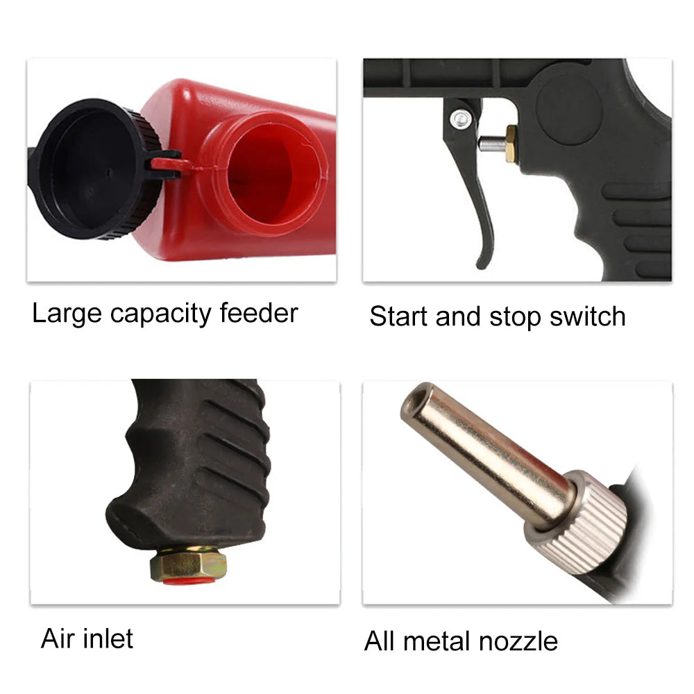 Adjustable Sandblasting Gun 90Psi Portable Sand Blaster Sand Blasting Machine Gravity Small Handheld Pneumatic Blasting Gun Sets