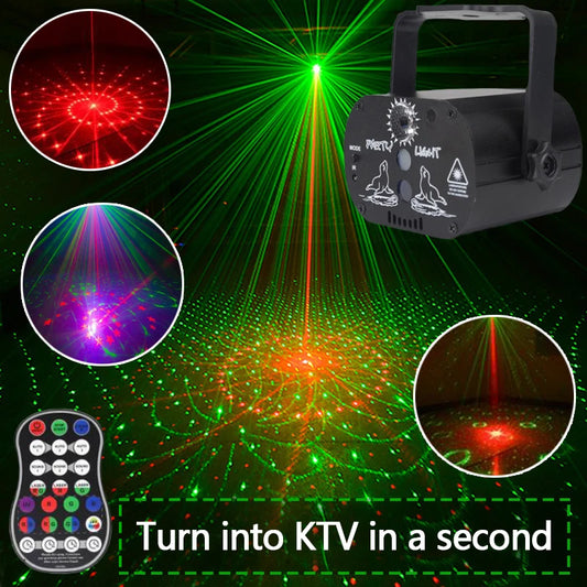 Disco LED Light 60 Patterns RGB Laser Projection Lamp Wireless Controller Effect Stage Lights Home Decotrative Party DJ KTV Ball