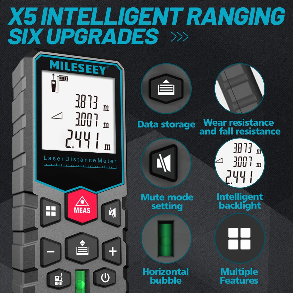 Laser Distance Meter X5 X6 Electronic Roulette Digital Tape Rangefinder Trena Metro Range Finder Measuring Tools